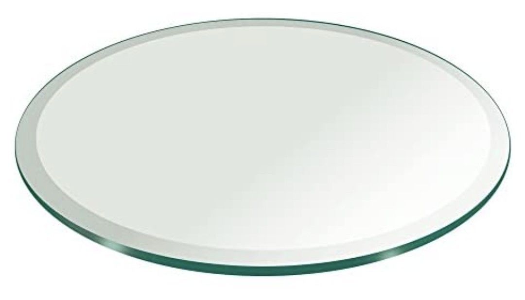 54" Inch Round Glass Table Top 1/2" Thick Tempered Beveled Edge