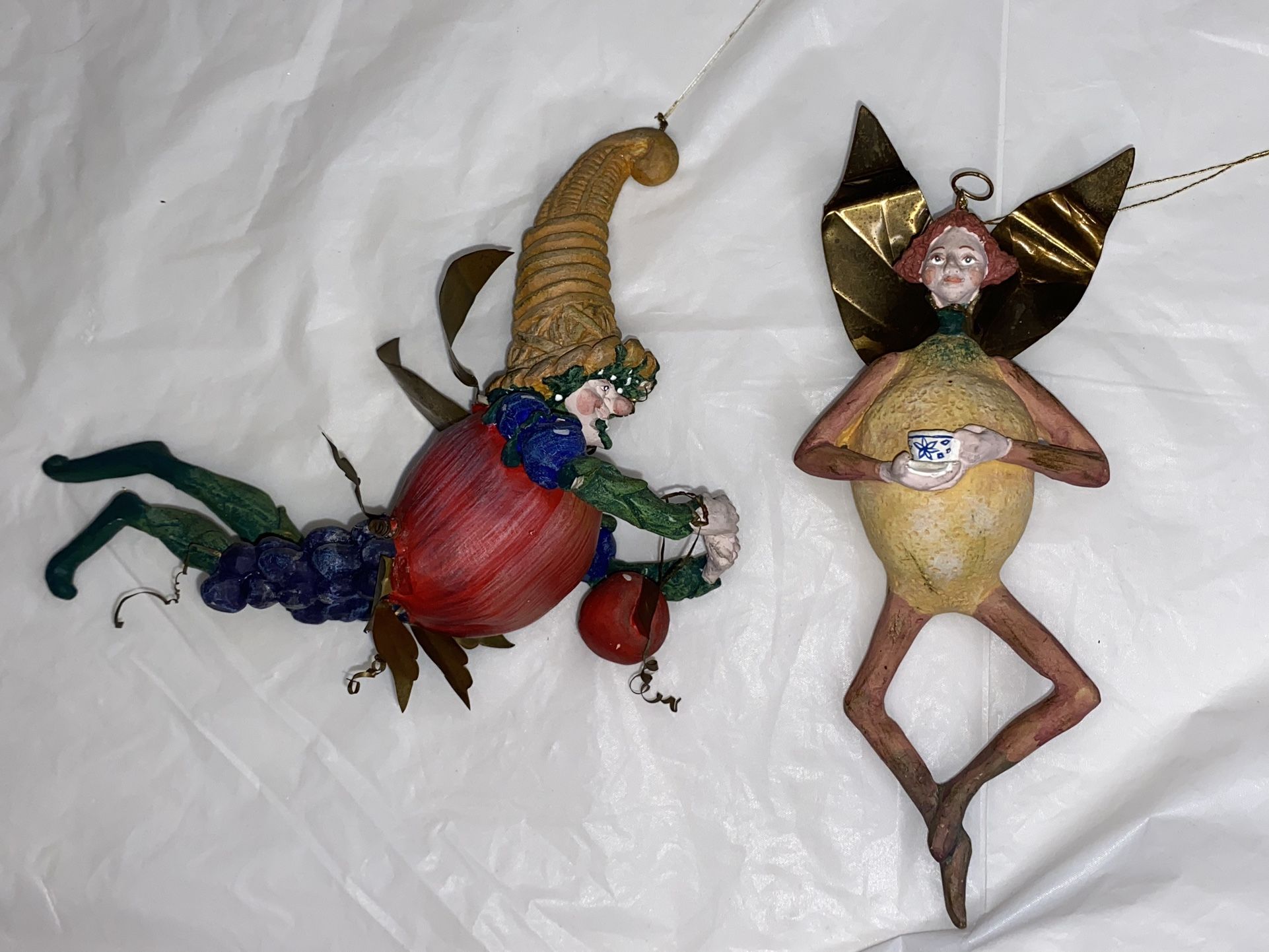 RARE Department 56 TUTTI FRUTTI Ornaments Cornucopia Hat-Apple Fairy & Lemon