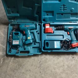 Makita Drill /2 Drill /2 Charger 2   Batteries Need Repair 