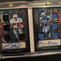 Emmitt Smith Barry Sanders Dual Patch Auto Booklet /4