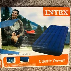 Open Box Never Used Twin Air Blow Up Mattress Blue