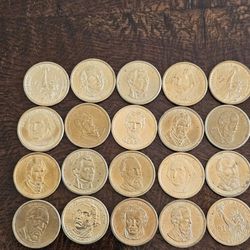 20 Golden Dollars Coins Collectibles, Different Sizes 