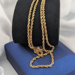 ✨14k Solid Gold Diamond Cut Rope Link Chain Necklace 10.42g.|22"|2.5mm💛✨