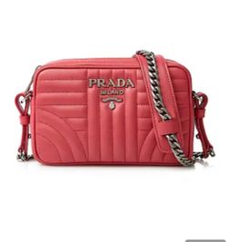 Prada Diagramme Soft Calfskin Crossbody Camera Bag – Peonia Pink