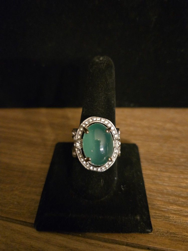 Genuine Green Agate Mens Ring