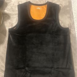 New Unisex Thick Black Velvet Thermal Fleece Lined Sleeveless Tank Top Shirt 
