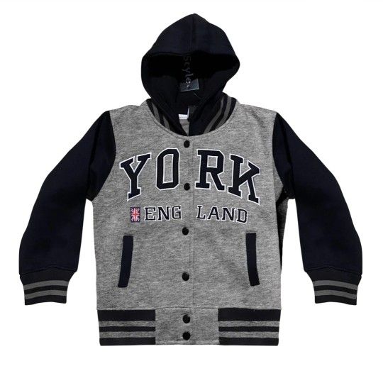 York England Letterman Varsity Hooded Bomber Youth Jacket (11/12)