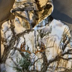 True Timber Snow Camo Polar Fleece Men’s Large Hooded White Pullover Hoodie