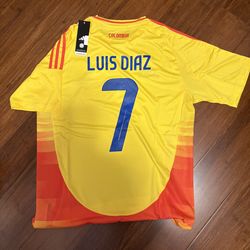 Adidas Colombia Home Soccer Jersey Luis Diaz Men Large Copa America Liverpool