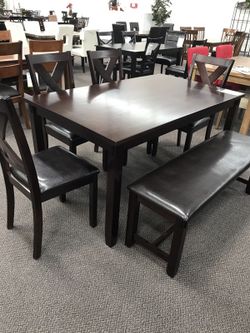6pc Dinning table set with bench