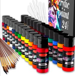 HissiCo Acrylic Paints 24 Colors 48 Total