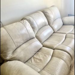  Cream Leather Sofas