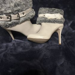 Paprika Grey Faux Fur Ankle Boots size 7 #faux boots #womens #ankle boots 