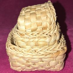 Set Of 3 Nesting Wicker Baskets fits American Girl NEW!