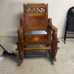 Antique Tooled Leather Rocking Chairs 