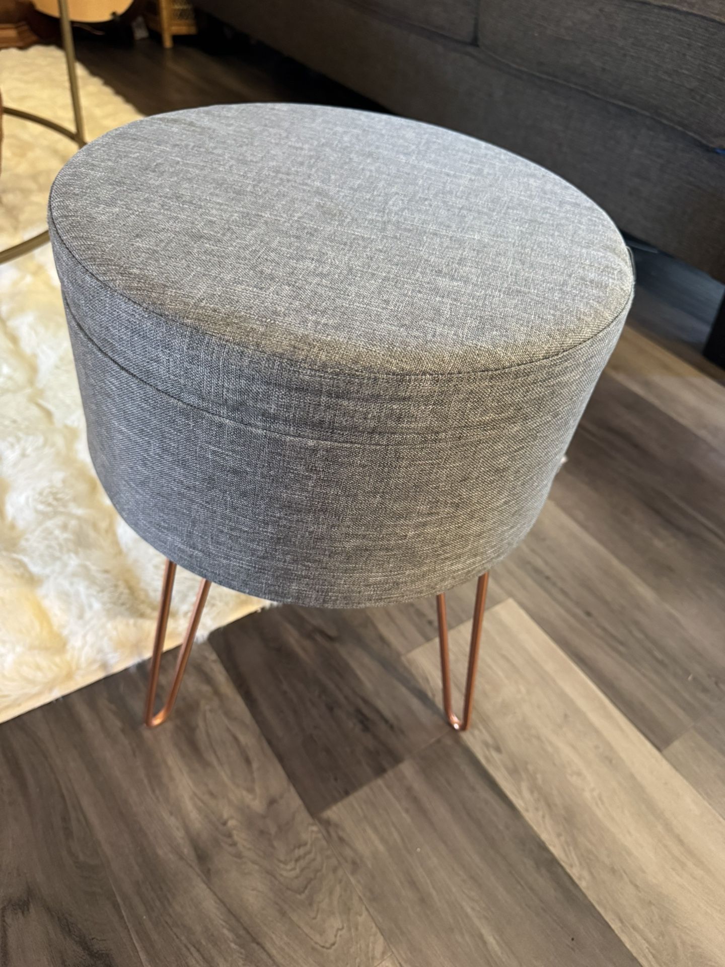 Poly And Bark Hattie Small Round Storage Stool Ottoman