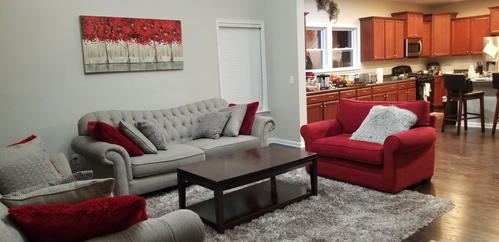 2 Sitter Red Accent Chair