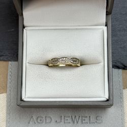 14K Yellow Gold Cz Band Ring 
