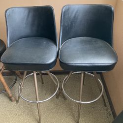 Black Swivel Bar Stool Pair