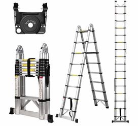 Soctone Telescoping Aluminum A-Frame Extension Ladder
