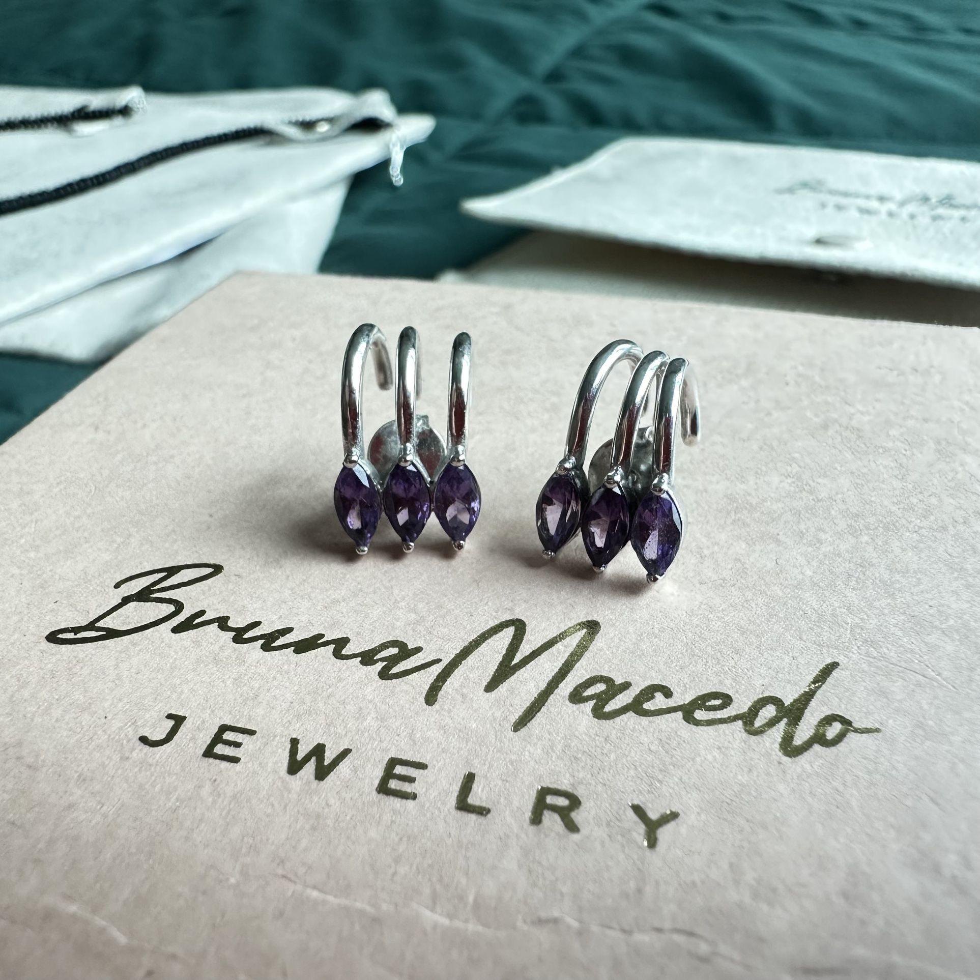 Amethyst Earrings With Silver and White Gold
