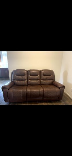 3 Seater Brown Reclining Leather Couch