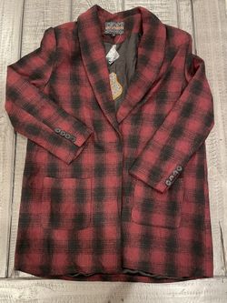 Womens Jacket, Red Plaid Jacket, Womens Blazer. Size 12. New With Tags