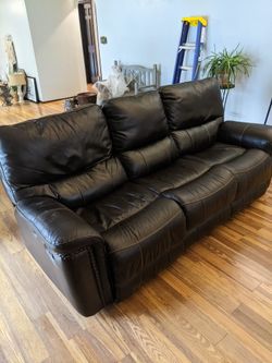Dark Brown Leather Reclining Sofa 🚚 DELIVERY AVAILABLE