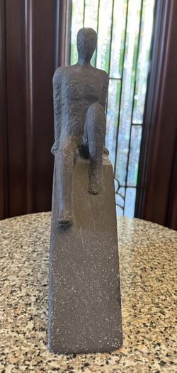 Ceramic Sitting Man Figurine, Brand  New, 10” High X 7” Wide X 2” Deep