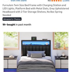 Twin Bed Frame & Mattress with waterproof cover