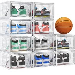 Brand New in box 10-Pack Clear Stackable Shoe Storage Boxes w/ Magnetic Doors – Sneaker Organizer