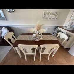 Wood Table With Six Chairs And Hutch