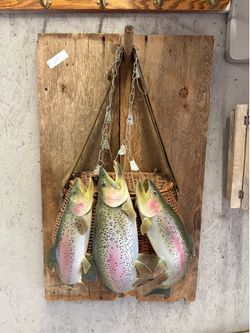 🎣 Rustic Hanging Trout Wall Decor – Large Cabin / Lodge Statement Piece – $165 🎣