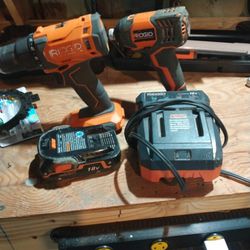 Ridgid Drill, Impact, Battery And Charger 