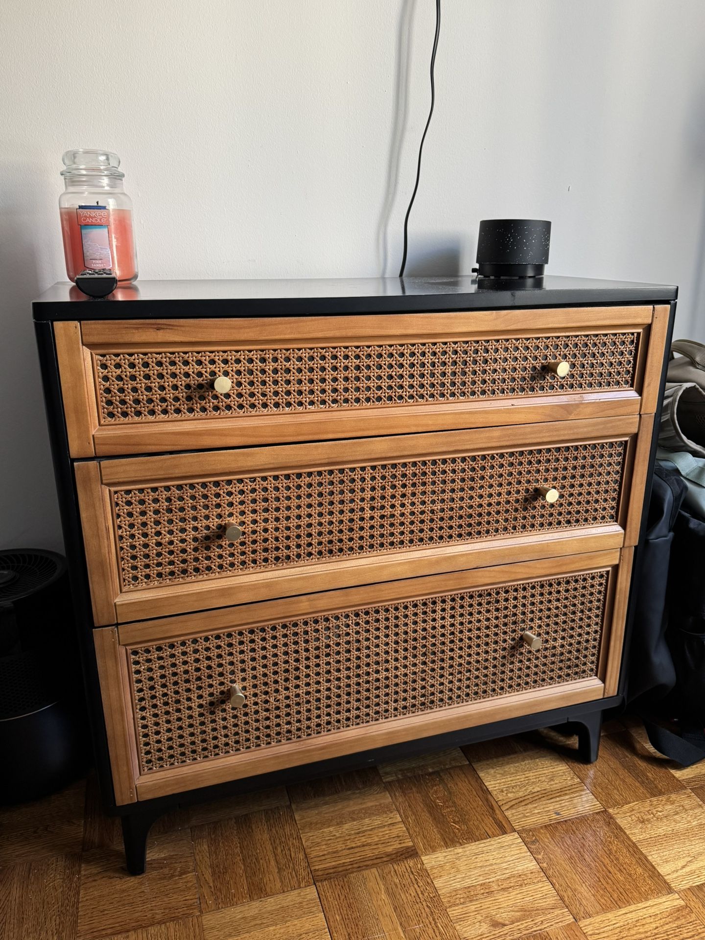 COZAYH HOME 3-Drawer Woven Cane Front Accent Chest