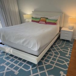 Queen Size Bed Frame Like New With Night Stand 