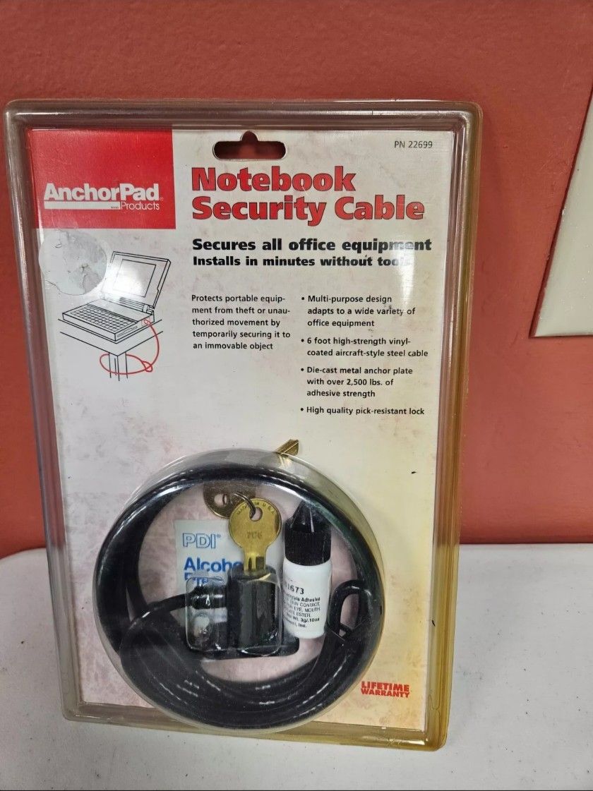 AnchorPad Notebook Laptop Lock Computer Security Cable 6 Foot 22699