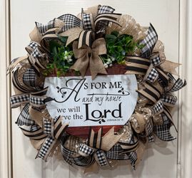 Shabby chick religious wreath
