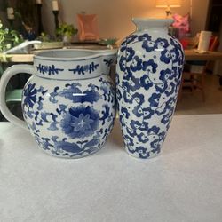 Antique Chinese Vase And Pitcher 