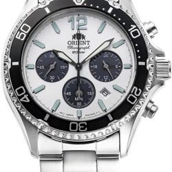 Orient Mako Panda Chronograph Date Luxury Designer Sport Watch, Reloj