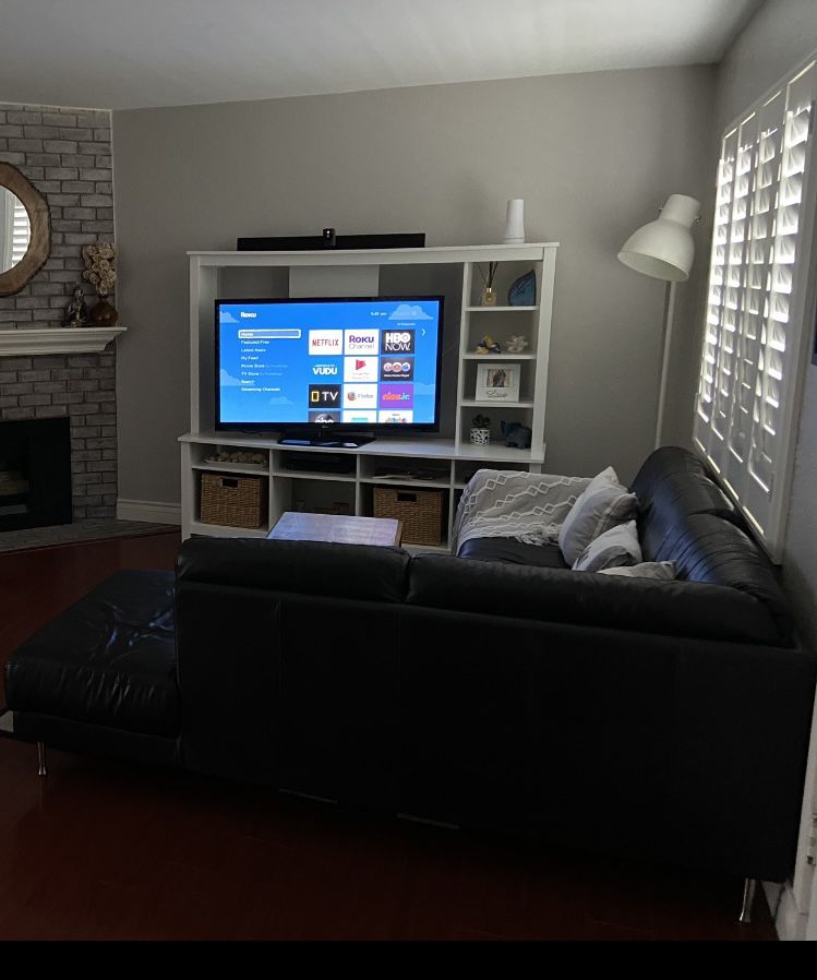 Black Leather Sofa (sectional) and TV Entertainment 