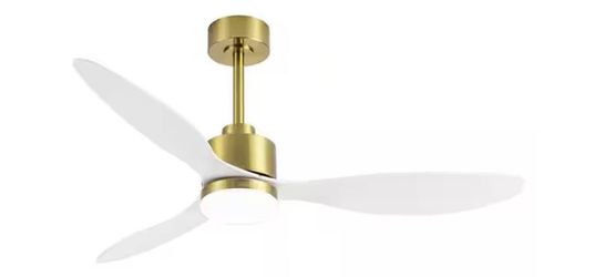 Breezary Sawyer 52 in. Integrated LED Indoor Gold White-Blades Ceiling Fan with Light and Remote 
