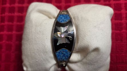 Vintage Alpaca Mexico Butterfly Bangle Bracelet