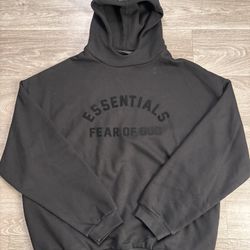 Fear of God Essentials Jet Black Pullover Hoodie Brand New Size Small
