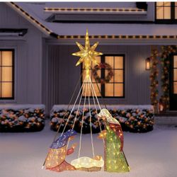 6ft Pre Lit Nativity Scene With Chasing Light - New In Box