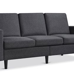 Sofa for Living Room 3-Seater Sofa Couch with Tufted Back Cushion, Linen Fabric Upholstered Couch 78.5’’ W Contemporary Mid-Century Sofa Gray 611073