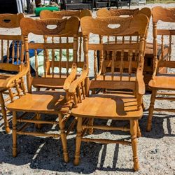 6 SOLID  OAK  DINING  CHAIRS