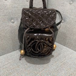 CC / Coco Backpack / Chanel Backpack / Black Patent Leather / Vintage Coco  for Sale in Whittier, CA - OfferUp