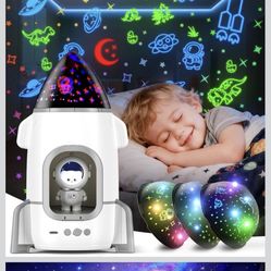 Rocket Night Light Projector for Kids Boys Toddler Toys with Music&Films Birthday&Christmas Gifts Nightlights with 360 Degree Rotation USB Charge Astr