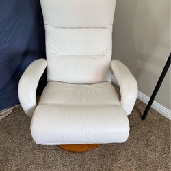Genuine White Leather Recliner